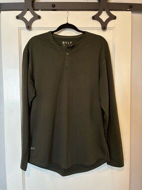 Men's BYLT Olive Long-Sleeve Henley